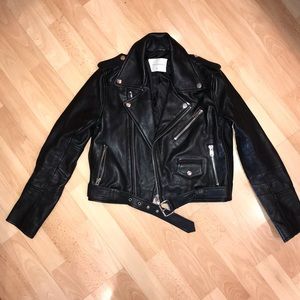 Deadwood Debbie crop recycled biker leather jacket